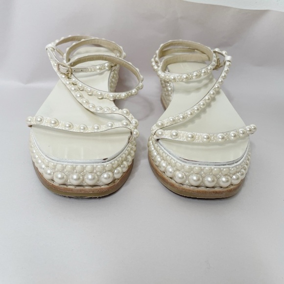 JIMMY CHOO Drive Pearl Embellished Wedge Heel Sandals - Picture 9 of 14